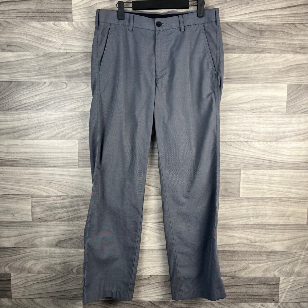Allen Solly Neo Fit Dress Pants Mens 32x27.5 Gray‎ Pockets Flat Front Cotton Zip